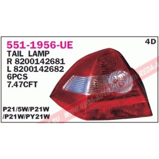 Фонарь задний прав RENAULT: MEGANE 02-05, 4D фото