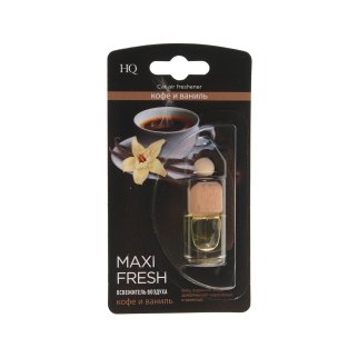 Ароматизатор HMF-13 MAXI FRESH (кофе и ваниль) жидкостный подвесной, деревянная крышка 4мл /1/ фото