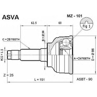 ШРУС наружный ASVA MZ-1-01 фото