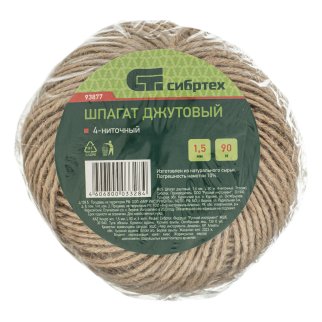 Шпагат джутовый 90м 4-ниточный 1200текс 19,2кгс СИБРТЕХ фото 1