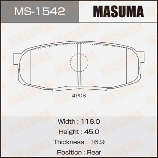 Колодки тормозные к-кт Masuma MS-1542 фото