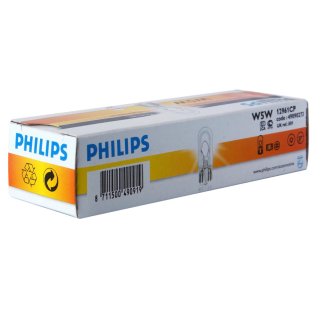Лампа 12V W5W 5W PHILIPS 1 шт. картон 12961CP фото 1