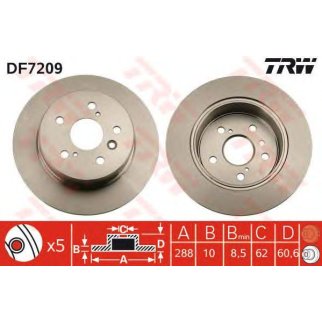 DF7209_диск тормозной задний! Toyota Camry, Lexus RX300 3.0 00-03 фото