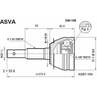 ШРУС наружный ASVA GM10-9 фото