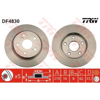 Диск тормозной задний TRW DF4830 фото