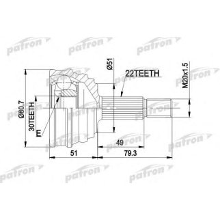 ШРУС наружн к-кт 22x51x30 AUDI: 80/90 -9.80, VW: PASSAT -4.80 фото
