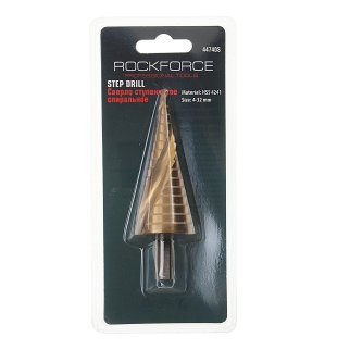 Сверло ступенчатое спиральное HSS 4241(4-32мм) в блистере ROCKFORCE фото