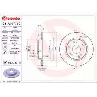 Диск тормозной brembo 08.A147.10 фото
