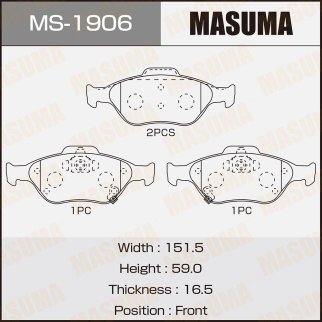 Колодки тормозные передние к-кт Masuma MS-1906 фото