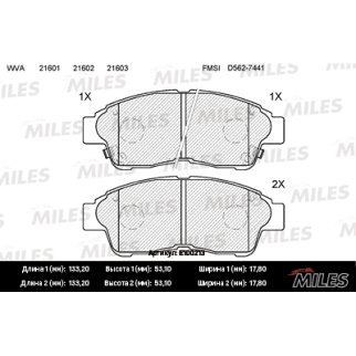 Колодки тормозные передние к-кт MILES E100213 фото