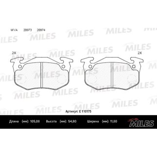 Колодки тормозные задние дисковые к-кт MILES E110175 фото