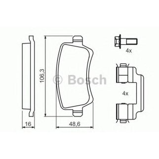 Колодки тормозные задние к-кт BOSCH 0 986 494 213 фото