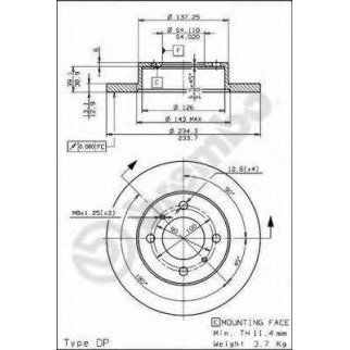 Диск тормозной brembo 08.5243.30 фото