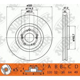 Диск тормозной передний вентилируемый NiBK RN1406 фото