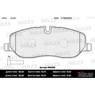 Колодки тормозные передние к-кт MILES E100255 фото