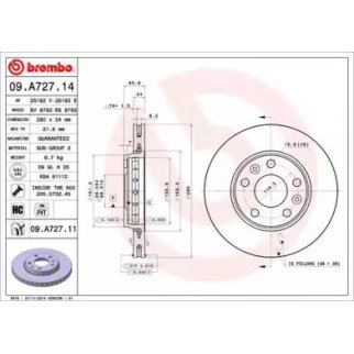 Диск тормозной brembo 09.A727.11 фото