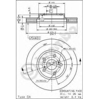 Диск тормозной brembo 09.6708.10 фото