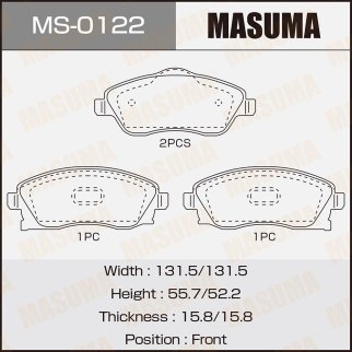 Колодки тормозные передние к-кт Masuma MS-0122 фото