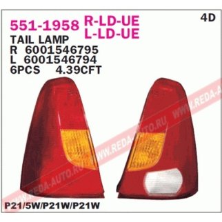 551-1958L-LD-E_фонарь левый! желто-красный Dacia Logan all 04> фото