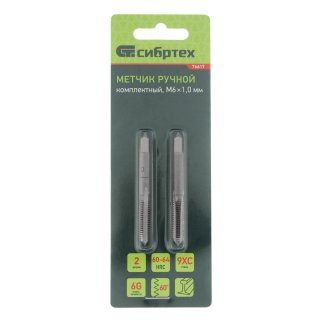 СИБРТЕХ 76617 Метчик ручной М6x1, 0 мм, комплект из 2 шт. фото 1