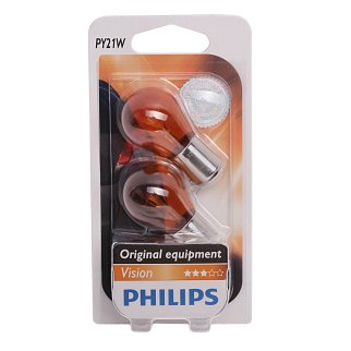 Лампа 12V PY21W 21W 280lm BAU15s 3200K PHILIPS Vision 2 шт. блистер 12496NAB2 фото