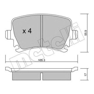 Колодки тормозные задние дисковые к-кт metelli 22-0553-0 фото
