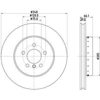 Диск торм. для а/м BMW 5 (F10) (11-) перед. d=348 (DF 190426) фото 3