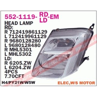 Фара передн лев с ЭК CITROEN: C2 03- фото