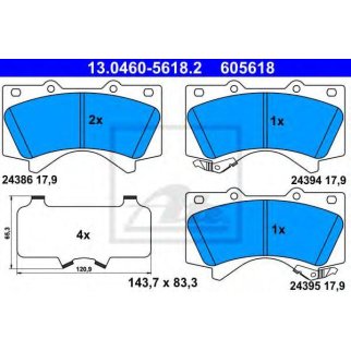 Колодки тормозные передние к-кт ATE 13.0460-5618.2 фото