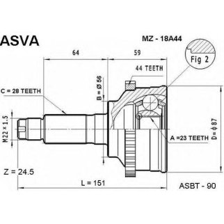 ШРУС наружный ASVA MZ18-A44 фото