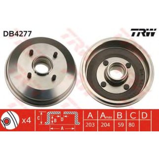Барабан тормозной TRW DB4277 фото