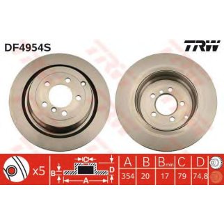 Диск тормозной задний TRW DF4954S фото