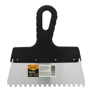 Шпатель из нержавеющей стали 200мм, зуб 6х6мм, пласт. ручка SPARTA фото 1