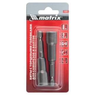 Набор бит с торцевыми головками 8х65мм (2шт) MATRIX фото 5