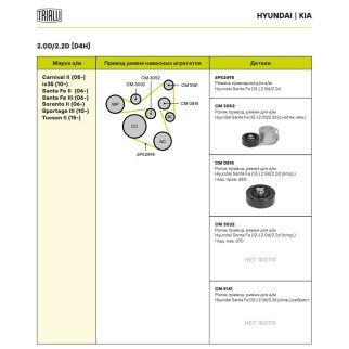 Ролик-натяжитель ручейкового ремня TRIALLI CM3052 фото 4