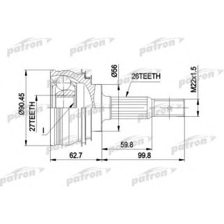 ШРУС наружн к-кт 26x56x27 TOYOTA: CARINA 89-, CAMRY 90- фото