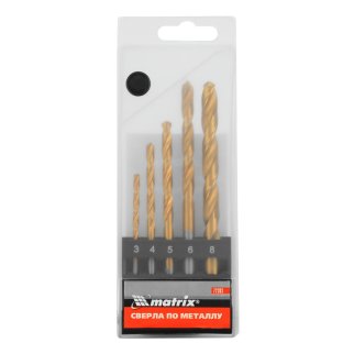 Набор сверл по металлу нитридтитановых 3-4-5-6-8мм, 5шт MATRIX фото 6