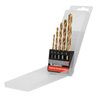 Набор сверл по металлу нитридтитановых 3-4-5-6-8мм, 5шт MATRIX фото