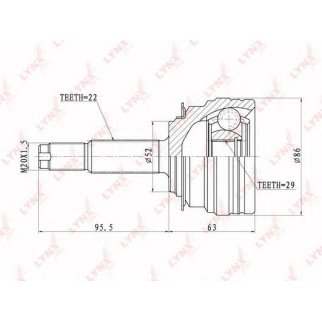 ШРУС наружный передний LYNXauto CO-1810 фото