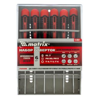 Отвертка для точных работ Fusion набор, 6шт. в пласт. пенале Matrix фото 8