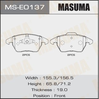 Колодки тормозные передние к-кт Masuma MS-E0137 фото