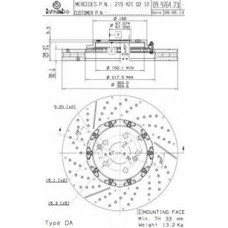 Диск тормозной brembo 09.9764.23 фото