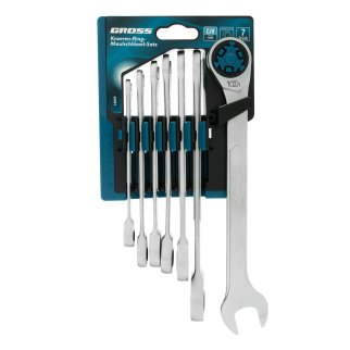 Набор ключей комбинированных 8-19мм 7шт трещоточных Gross фото 7