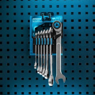 Набор ключей комбинированных 8-19мм 7шт трещоточных Gross фото 10