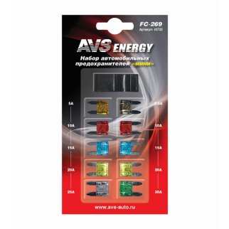 Набор предохранителей AVS FC-269 &quot;мини&quot; в блистере, шт фото
