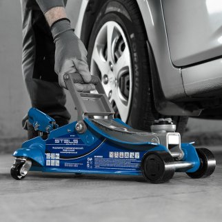 Домкрат подкатной гидравлический 2т 100-350мм поворотная рукоятка LOW PROFILE STELS фото 11