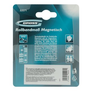 Рулетка 5м х19мм Magnetisch обрезининный корпус GROSS фото 1