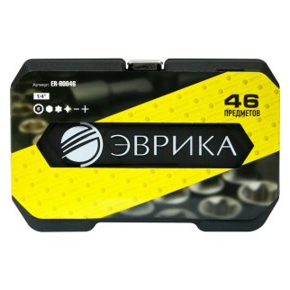 Набор головок торцевых 1/4" 6-гр" 46пр ЭВРИКА фото 2