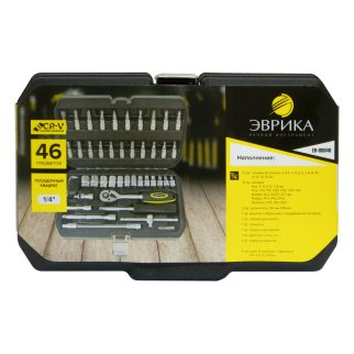 Набор головок торцевых 1/4" 6-гр" 46пр ЭВРИКА фото 1