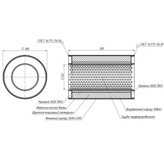 Пламегаситель универсальный 100/150-60 (нерж. алюм. сталь) фото 4